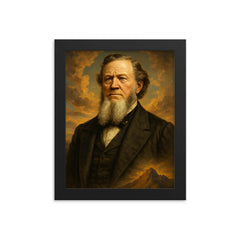 Epic Brigham Young portrait framed print on a plain backdrop in size 8"x10".