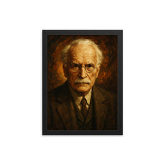Epic Carl Jung portrait framed print on a plain backdrop in size 12"x16".