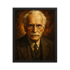 Epic Carl Jung portrait framed print on a plain backdrop in size 16"x20".