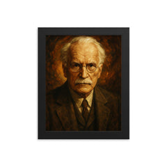 Epic Carl Jung portrait framed print on a plain backdrop in size 8"x10".