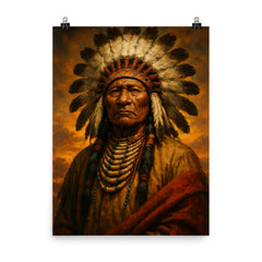 Epic Chief Standing Bear portrait poster on a plain backdrop in size 8"x10".