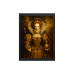 Epic Elizabeth I portrait framed print on a plain backdrop in size 12"x16".