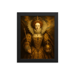 Epic Elizabeth I portrait framed print on a plain backdrop in size 8"x10".