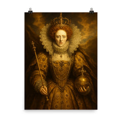 Epic Elizabeth I portrait poster on a plain backdrop in size 8"x10".