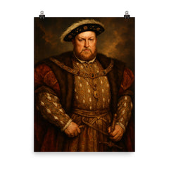 Epic Henry VIII of England portrait poster on a plain backdrop in size 8"x10".