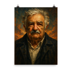 Epic Jose Mujica portrait poster on a plain backdrop in size 8"x10".
