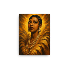 Epic Josephine Baker portrait canvas print on a plain backdrop in size 12"x16".