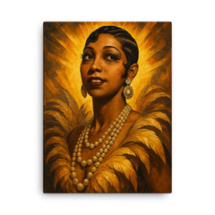 Epic Josephine Baker portrait canvas print on a plain backdrop in size 18"x24".