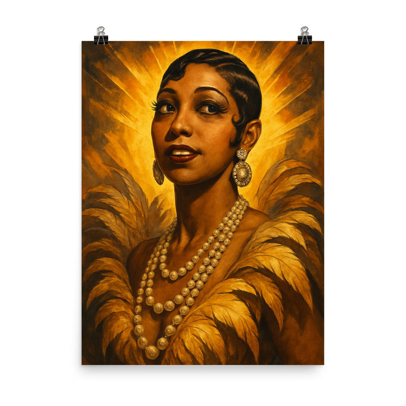 Epic Josephine Baker portrait poster on a plain backdrop in size 8