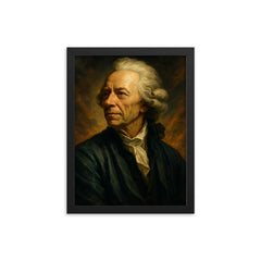 Epic Leonhard Euler portrait framed print on a plain backdrop in size 12"x16".