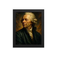 Epic Leonhard Euler portrait framed print on a plain backdrop in size 8"x10".