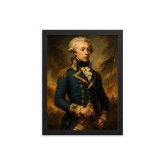 Epic Marquis de Lafayette portrait framed print on a plain backdrop in size 12"x16".