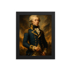Epic Marquis de Lafayette portrait framed print on a plain backdrop in size 8"x10".
