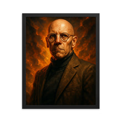 Epic Michel Foucault portrait framed print on a plain backdrop in size 16"x20".