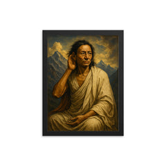 Epic Milarepa portrait framed print on a plain backdrop in size 12"x16".