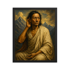 Epic Milarepa portrait framed print on a plain backdrop in size 16"x20".