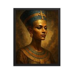 Epic Nefertiti portrait framed print on a plain backdrop in size 16"x20".