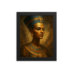 Epic Nefertiti portrait framed print on a plain backdrop in size 8"x10".