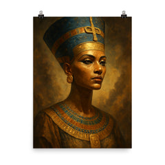 Epic Nefertiti portrait poster on a plain backdrop in size 8"x10".
