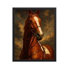 Epic Phar Lap portrait framed print on a plain backdrop in size 16"x20".