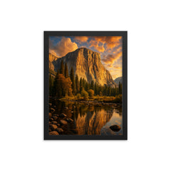 Epic picture of El Capitan Yosemite framed print on a plain backdrop in size 12"x16".