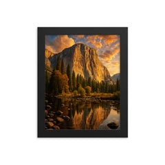 Epic picture of El Capitan Yosemite framed print on a plain backdrop in size 8"x10".