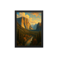 Epic picture of Yosemite National Park framed print on a plain backdrop in size 12"x16".