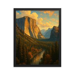 Epic picture of Yosemite National Park framed print on a plain backdrop in size 16"x20".