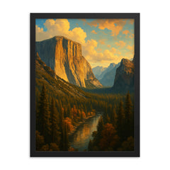 Epic picture of Yosemite National Park framed print on a plain backdrop in size 18"x24".