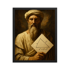 Epic Pythagoras portrait framed print on a plain backdrop in size 16"x20".