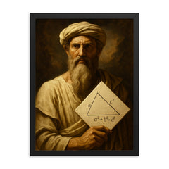 Epic Pythagoras portrait framed print on a plain backdrop in size 18"x24".