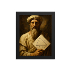 Epic Pythagoras portrait framed print on a plain backdrop in size 8"x10".