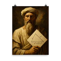 Epic Pythagoras portrait poster on a plain backdrop in size 8"x10".