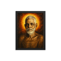 Epic Ramana Maharshi portrait framed print on a plain backdrop in size 12"x16".