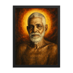 Epic Ramana Maharshi portrait framed print on a plain backdrop in size 18"x24".