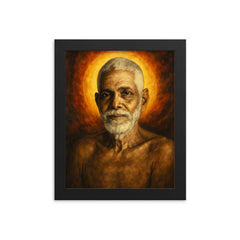 Epic Ramana Maharshi portrait framed print on a plain backdrop in size 8"x10".