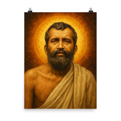 Epic Sri Ramakrishna portrait poster on a plain backdrop in size 8"x10".