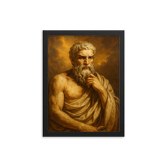 Epicurus framed print on a plain backdrop in size 12"x16".