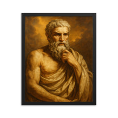 Epicurus framed print on a plain backdrop in size 16"x20".