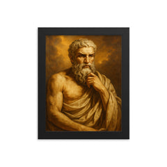 Epicurus framed print on a plain backdrop in size 8"x10".