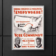 Equal Rights for Negroes Everywhere! USA, 1932 - Map Highlighting Southern Counties with Majority African American Populations poster 5