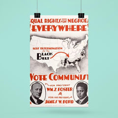 Equal Rights for Negroes Everywhere! USA, 1932 - Map Highlighting Southern Counties with Majority African American Populations poster 6