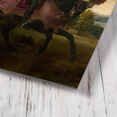 Equestrian Portrait of Charles V by Titian metal print mockup