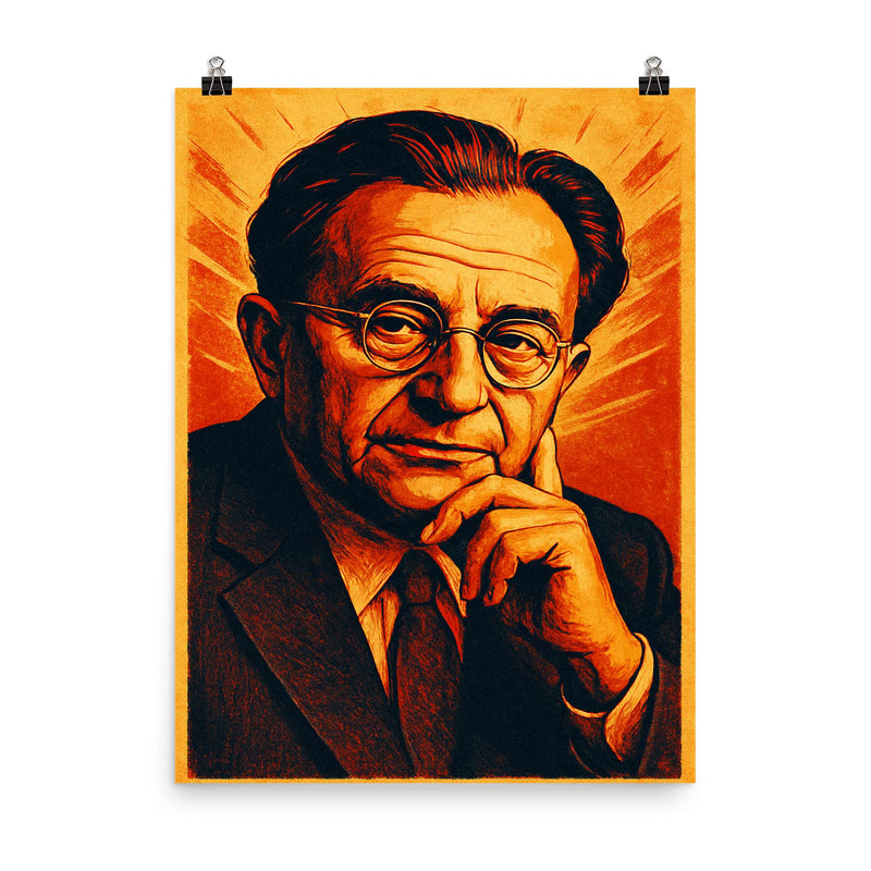 Erich Fromm poster on a plain backdrop in size 8