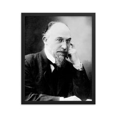 Erik Satie framed print on a plain backdrop in size 16"x20".
