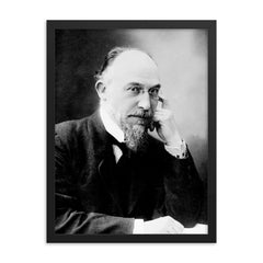 Erik Satie framed print on a plain backdrop in size 18"x24".