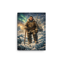 Ernest Shackleton on Endurance ice canvas print on a plain backdrop in size 12"x16".