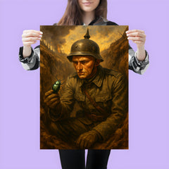 Ernst Jünger in trench with beetle specimen poster 3