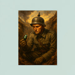 Ernst Jünger in trench with beetle specimen poster 8