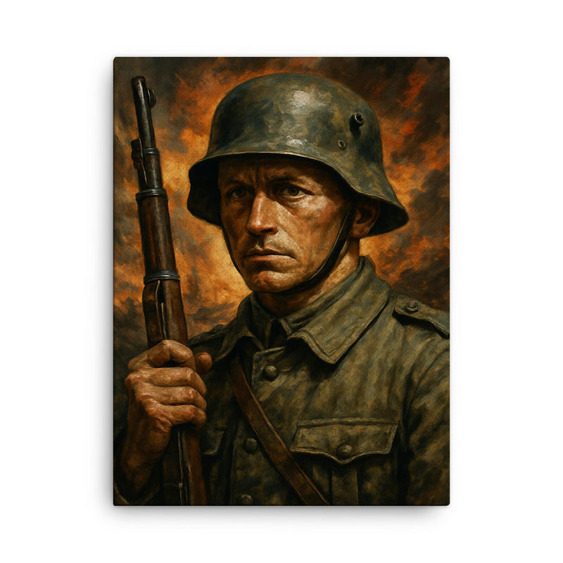 Ernst Jünger storm of steel portrait canvas print on a plain backdrop in size 18